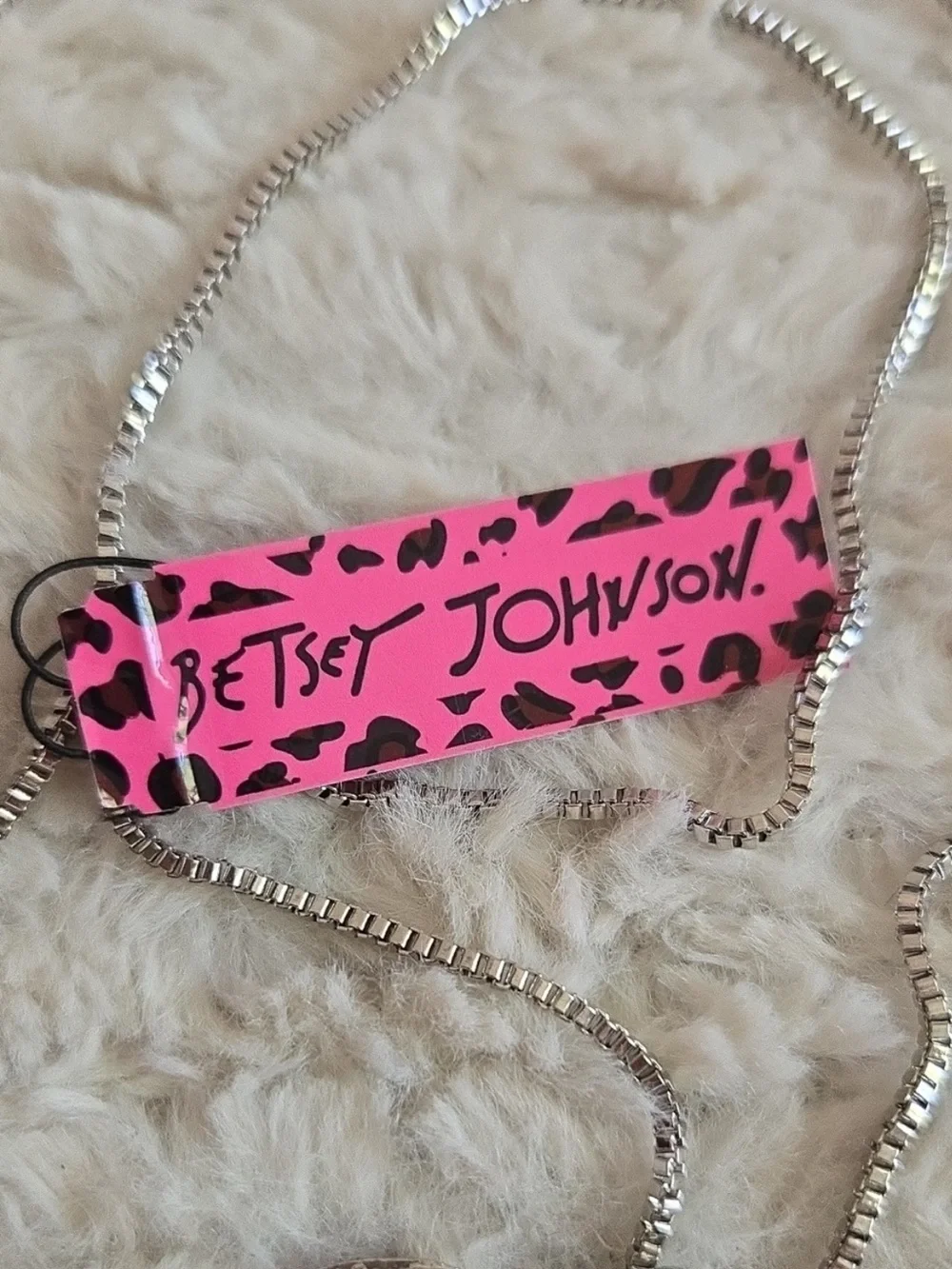 Betsey Johnson Pink Rose Heart Crystal Pendant Necklace 28” + 1” extender